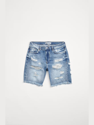 Ripped Denim Shorts