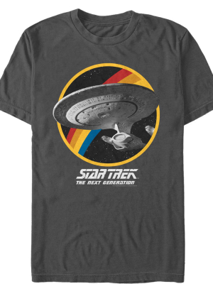 Men's Star Trek Next Generation Rainbow Enterprise Circle T-shirt