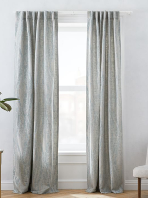 Bark Texture Shine Jacquard Curtain - Dusty Blue