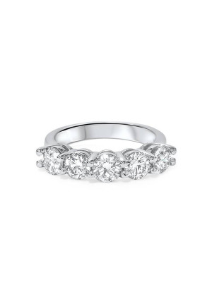 Pompeii3 2 Carat 5-stone Round Lab Created Diamond Ring 14k White Gold