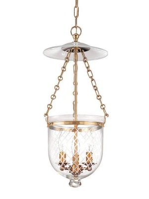 Hampton 3 Light Pendant Aged Brass