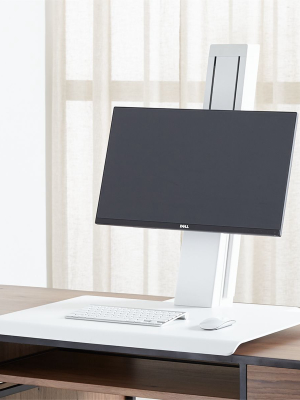 Humanscale ® White Single Monitor Quickstand Eco Standing Desk Converter