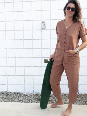 Short Sleeve Light Terracotta Jumpsuit (xs-xl)