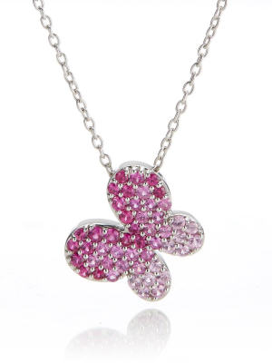 Pink Sapphire Butterfly Pendant Necklace