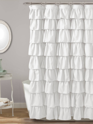 Large Ruffle Shower Curtain White - Lush Décor