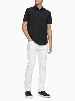 Stretch Cotton Solid Short Sleeve Shirt