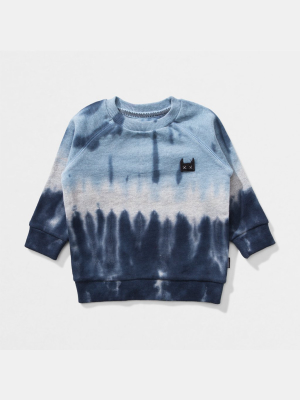 Munsterkids Infant Dribble Tie Dye Crew Sweatshirt- Blue/black