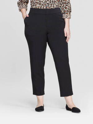Women's Plus Size Mid-rise Slim Cropped Pants - Ava & Viv™