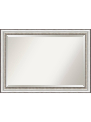 41" X 29" Salon Framed Bathroom Vanity Wall Mirror Silver - Amanti Art