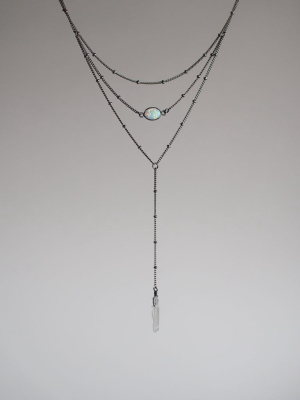 Layered Opal Lariat Necklace