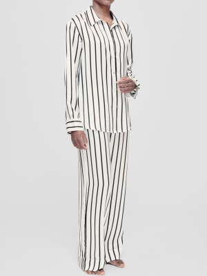 London Jet Black Striped Silk Pyjama Bottom