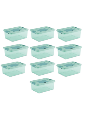 Sterilite 15 Quart Fresh Scent Stackable Storage Box Container (10 Pack), Aqau
