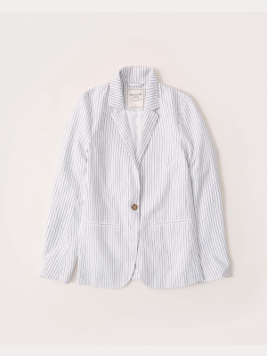 Linen-blend Blazer