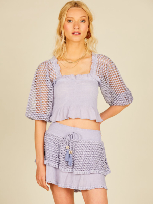 Lavender Eyelet Puff Sleeve Top