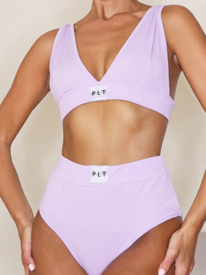 Prettylittlething Lilac Rib High Waist Panties