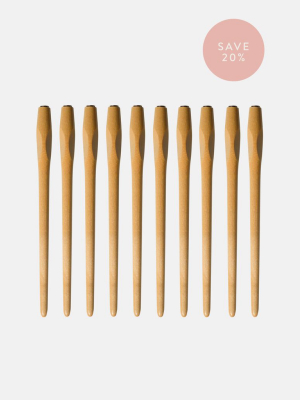 Set Of 10 Ergonomic Grip Wooden Pen Holders