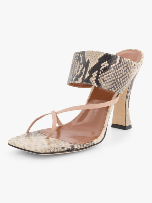 Python-embossed Crossover Thong Sandal