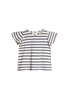 Go Gently Nation Jersey Flutter Tee- Navy Stripe