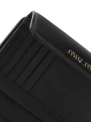 Miu Miu Logo Plaque Matelassé Flap Wallet