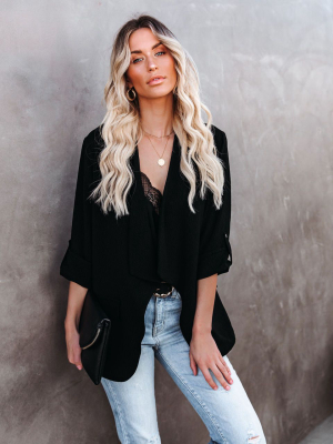 Streamline Pocketed Textured Blazer - Black - Final Sale