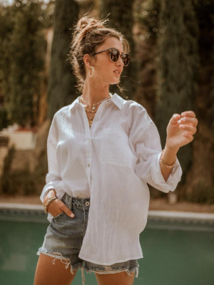 Larissa Button Down Blouse In White