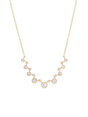 14k Linked 9 Graduated Bezel Diamond Necklace