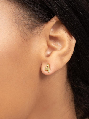 Number Four Single Stud Earring