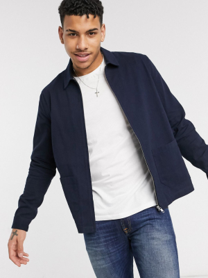 New Look Double Pocket Shacket In Navy