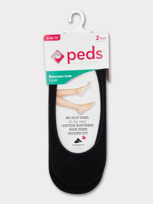 Peds Women's Hidden Liner 2pk - Black 5-10