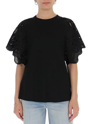 Alberta Ferretti Lace Sleeve Top