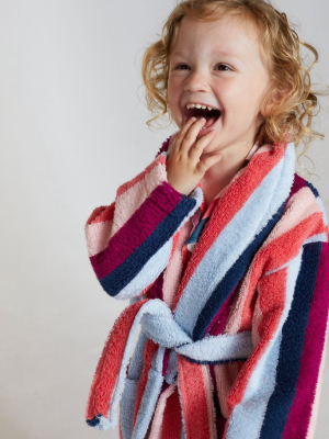 Kids’ Towel Robe Stripe Print Pink/multi