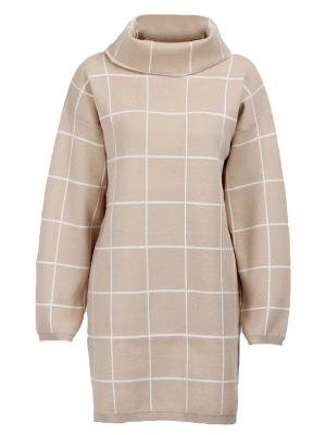 'norah' Turtleneck Checked Sweater Dress (2 Colors)