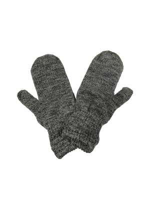 Men's Wool Mittens With Deerskin Palm - Charcoal