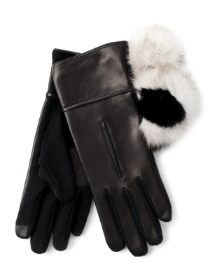 Colorblock Fur Pom Glove