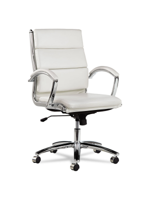 Alera Neratoli Mid-back Swivel/tilt Chair, White Faux Leather, Chrome Frame Nr4206