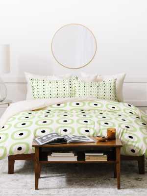 Geometric Caroline Okun Yarmouth Duvet Cover Set Green - Deny Designs