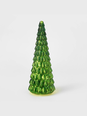 Lit Large Mercury Glass Christmas Tree Decorative Figurine Green - Wondershop™