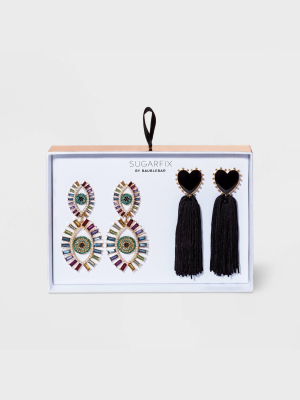 Sugarfix By Baublebar Heart Tassel And Eye Statement Earring Set 2pc