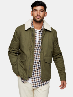 Khaki Harrington Borg Jacket