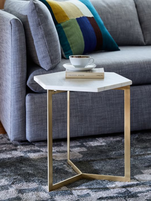 Hex Side Table – Antique Brass