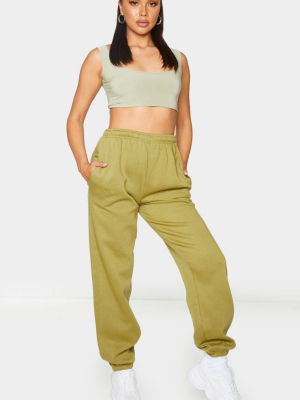 Prettylittlething Olive Embroidered Joggers