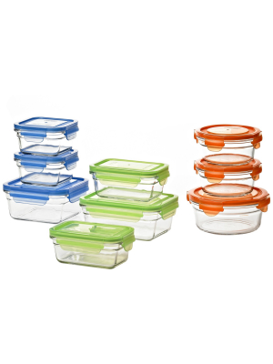 Glasslock Reusable Food Storage Container Set With Locking Lids For Leftovers And Meal Prepping, Oven & Freezer Safe, 18 Piece Set