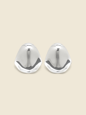 Smooth Oval Large Stud Earrings - Sterling Silver