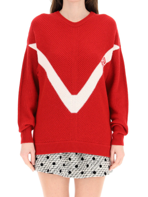 Redvalentino Contrasting Motif Knit Sweater