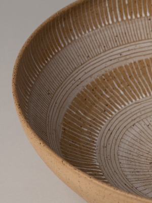 Circular Striped Serving Bowl