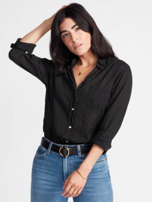 The Hero Button-up Shirt Black, Tissue Cotton