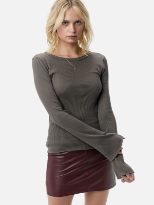 Beau Cashmere Rib Top / Moss Green