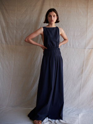 Shoestring Low Back Dress With Pintucks