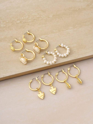 Sun Searcher 18k Gold Plated Mini Hoop Set Of 5