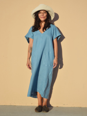 Shop On The Mesa - Sleeveless Caftan Dress In Sky Blue